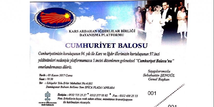 KAI Birliği Platformu “ Cumhuriyet Balosu” Düzenliyor