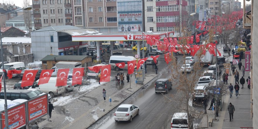 Kars’ta, Afrin Operasyonu’na bayraklı destek