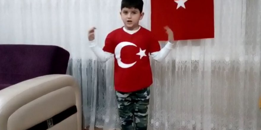 Okuma yazma bilmeyen çocuk İstiklal Marşını okudu, Afrin’e selam gönderdi