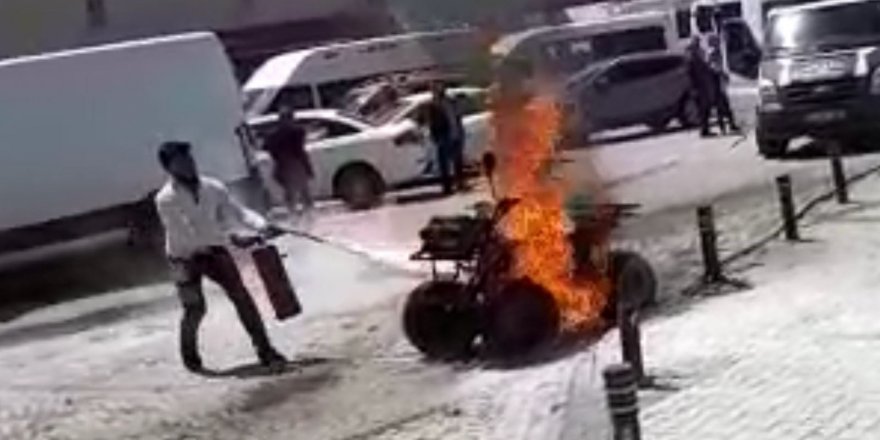 ATV motoru alev alev yandı
