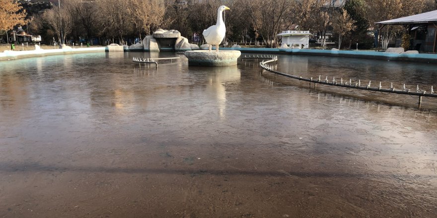 Kars'ta süs havuzları dondu