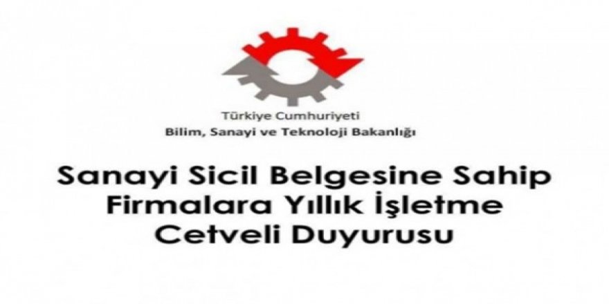 Yıllık işletme cetveli duyurusu