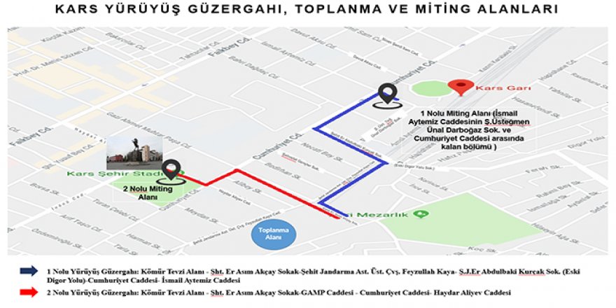 Kars’ta Yürüyüş Güzergahı, Toplanma ve Miting Alanları belirlendi