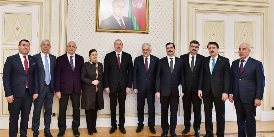 Azerbaycan Cumhurbaşkanı Aliyev, TBMM Türkiye-Azerbaycan Parlamentolar Arası Dostluk Grubu’nu kabul etti.