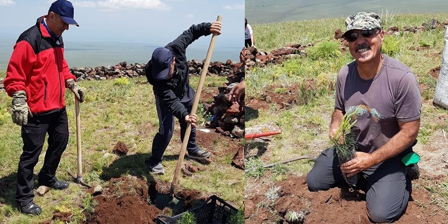  Karslı dağcılar, Yahni Dağı’na 90 fidan dikti 