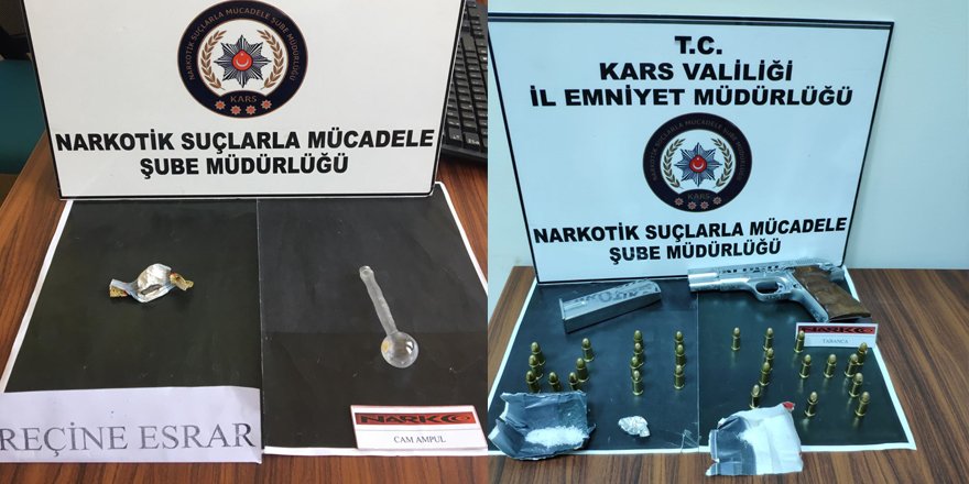 Kars’ta uyuşturucu ve ruhsatsız tabanca ele geçirildi 