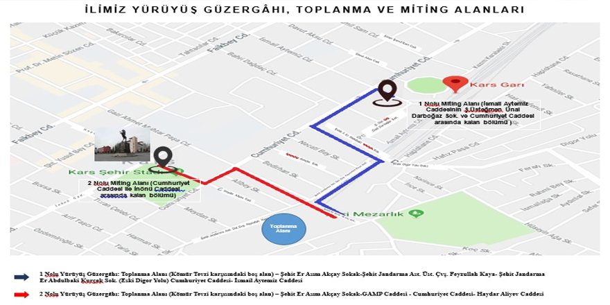 Kars’ta 2020 yılı gösteri ve yürüyüş güzergahları belirlendi