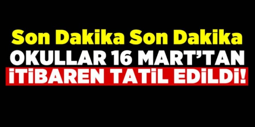 Okullar 16 Mart'tan itibaren tatil edildi