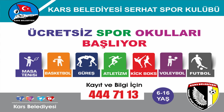 Kars Belediyesi ücretsiz spor okulu kayıtları başladı