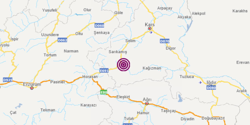 Sarıkamış Belencik Köyü yakınlarında 3.2 şiddetinde deprem