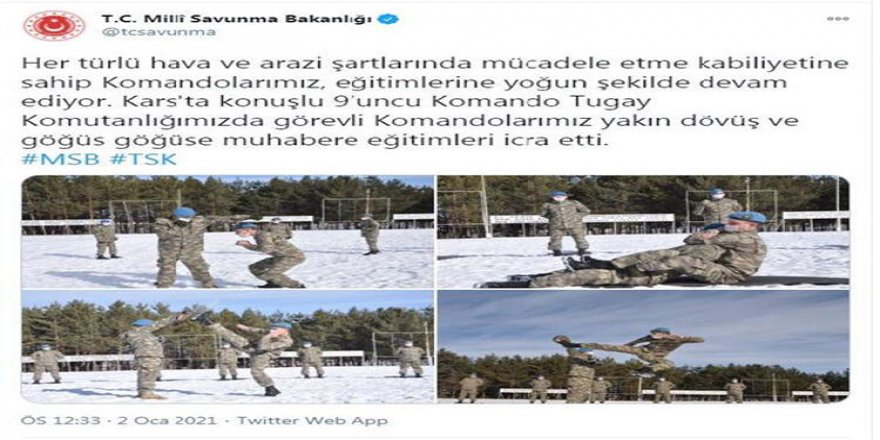 Sarıkamış'ta komandoların karda yakın dövüş eğitimi