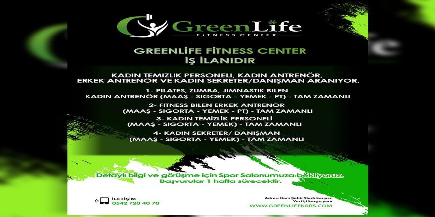 Greenlife Fitness Center'den İş İlanı