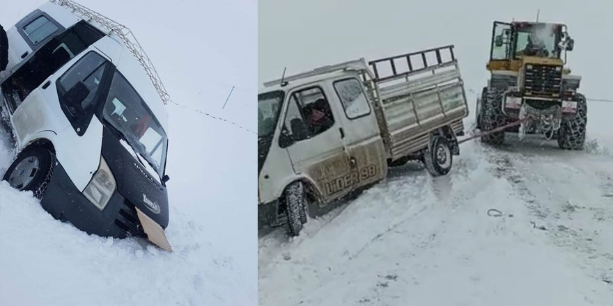 Kars’ta öğretmen servisi kara saplandı