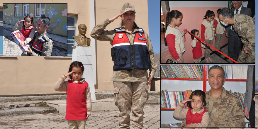 Minik Öykü, Jandarma Komutanını asker selamıyla karşıladı