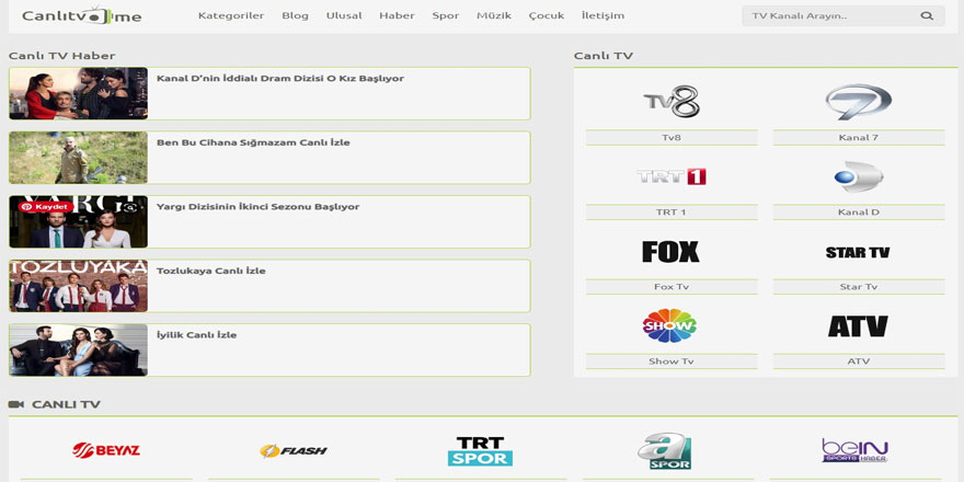 Canlı Televizyon izlemek için Canlitv.me