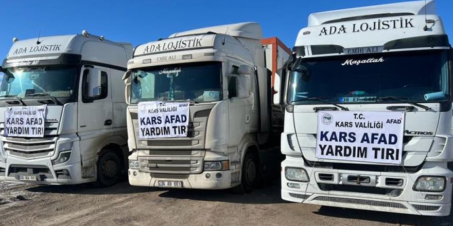 Kars’tan, deprem bölgelerine 94 TIR gıda ve yaşam malzemesi gönderildi