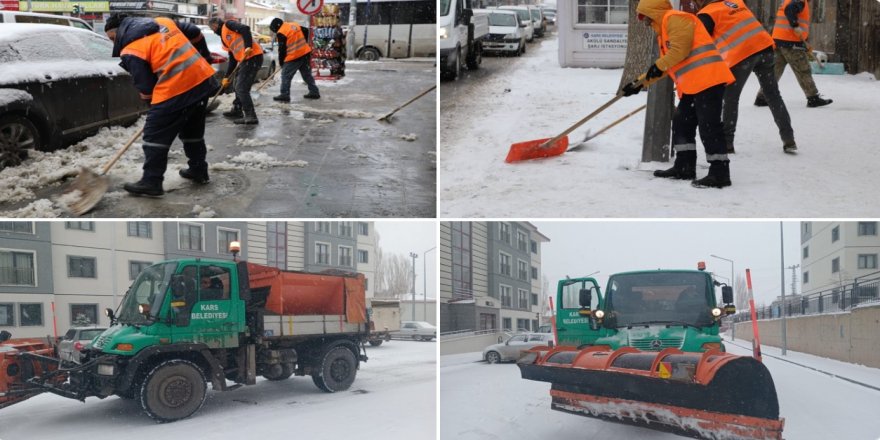 Kars Belediyesi, karla mücadeleye devam ediyor