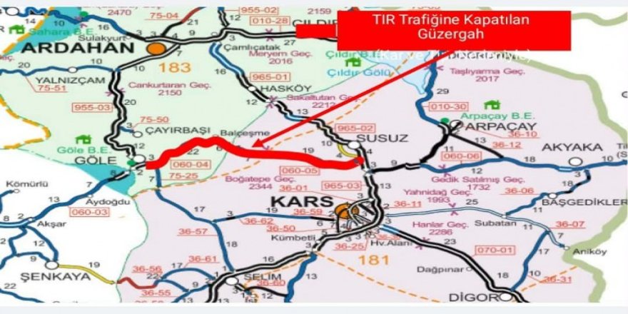 Kars Susuz–Boğatepe–Göle Yolu Tır Trafiğine Kapatıldı