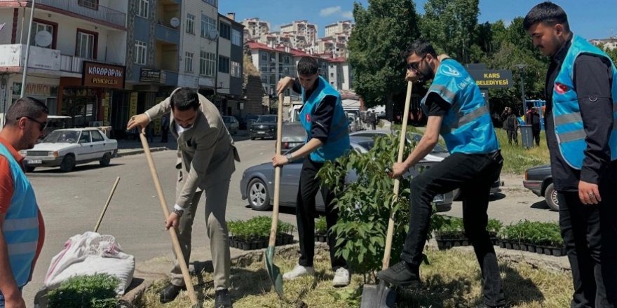 Kars Ülkü Ocakları, 800 Menekşe Fidesini Toprakla Buluşturdu
