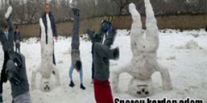 Sporcu kardan adam okulun maskotu oldu