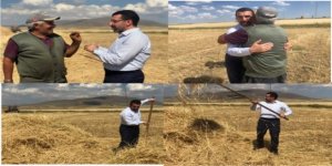 AK Parti İl Başkanı Adem Çalkın, tarladaki çiftçileri ziyaret etti