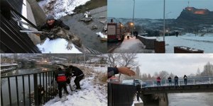 Kars Çayına düşen sokak köpeği için itfaiye ekipleri seferber oldu