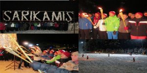 Sarıkamış Şehitleri anısına meşaleli kayak ve lazer gösterisi
