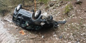 Sarıkamış’ta takla atan aracın sürücüsü kazayı yara almadan atlattı