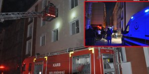 Kars’ta 4 katlı binada çıkan yangın korkuttu