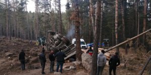Freni boşalan kamyondan atladı, tomrukların altında hayatını kaybetti