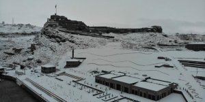 Beyaz gelinliğini giyen Kars havadan görüntülendi