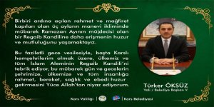 Vali Öksüz'ün, Regaip Kandili mesajı