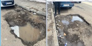 İstasyon Mahallesi'nde yol çökmesi kazalara sebebiyet veriyor