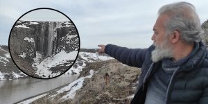 Kars’ta eriyen kar suları şelale oluşturdu!