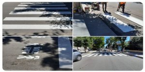 Kars’ta, okul bölgelerinde yol çizgi çalışmaları devam ediyor
