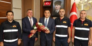 İtfaiye Haftasında Vali/Belediye Başkanı Türker Öksüz’e ziyaret