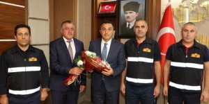 İtfaiye Haftasında Vali/Belediye Başkanı Türker Öksüz’e ziyaret