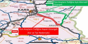 Kars-Digor Kara Yolu Kar ve Tipi Nedeniyle Kapanmıştı, Şimdi Ulaşıma Açıldı