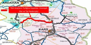 Kars-Göle kara yolu kar ve tipi nedeniyle ulaşıma kapatıldı
