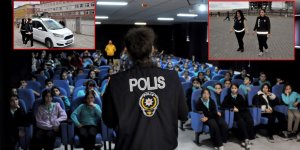Kadın polisler, okul okul gezerek öğrencileri bilgilendiriyor